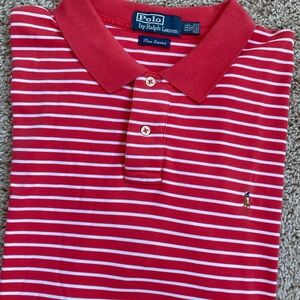 Polo Ralph Lauren Red/White Striped Flesh Pony Pima Cotton Shirt Big & Tall XXL